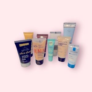 8 travel size pieces~one full size~various hand/body lotion shampoo style gel